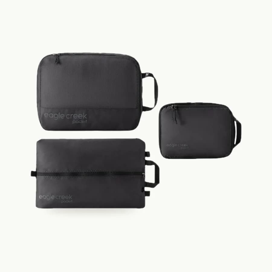 Pack-It Essentials Cube Set: Three black packing cubes in different sizes